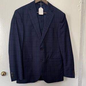 Elegant Navy Plaid Blazer for Men